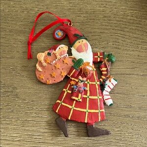 Festive Santa Holiday Folk Art Ornament
